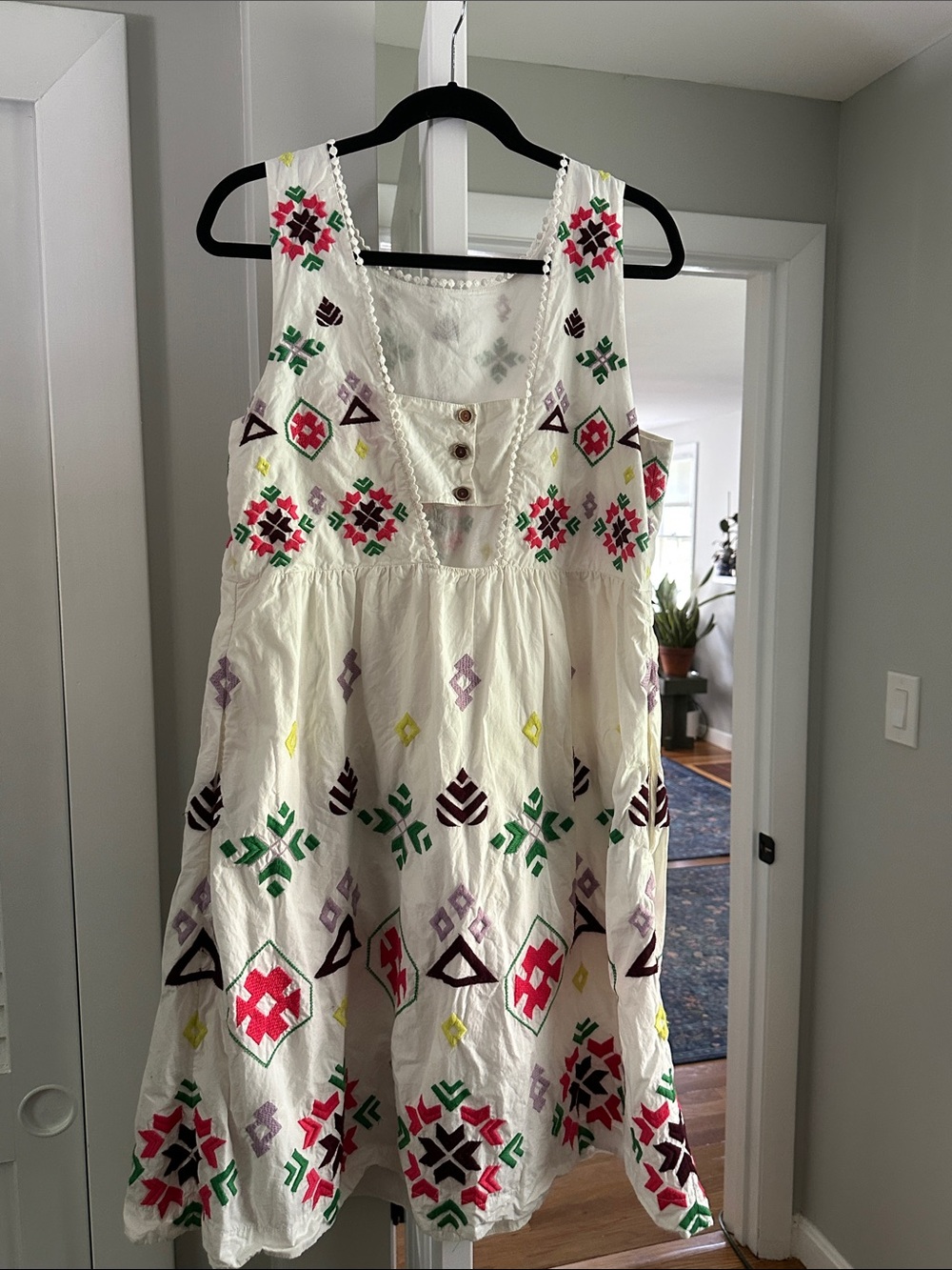 Anthropologie Dolly White Embroidered Bohemian Dress - Picture 5 of 7